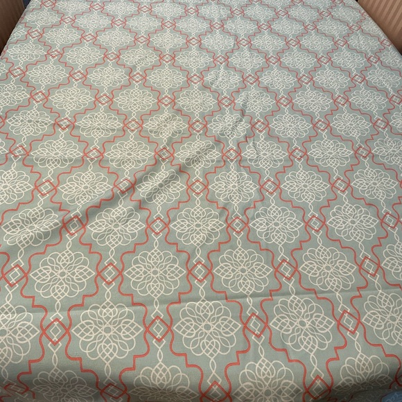 Tablecloth turquoise/peach 116x58wide - Picture 1 of 6